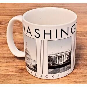 STARBUCKS "BARISTA" 2005 WASHINGTON D.C. MUG 18 oz. CUP CITY SCENES, Black/White